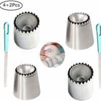 Hofumix Russian Piping Tips Baking Kits Piping Nozzles Sultan Ring Cookies Mold Kits Wilton Cake Decorating Supplies for Kitchen Gift(4 pack)